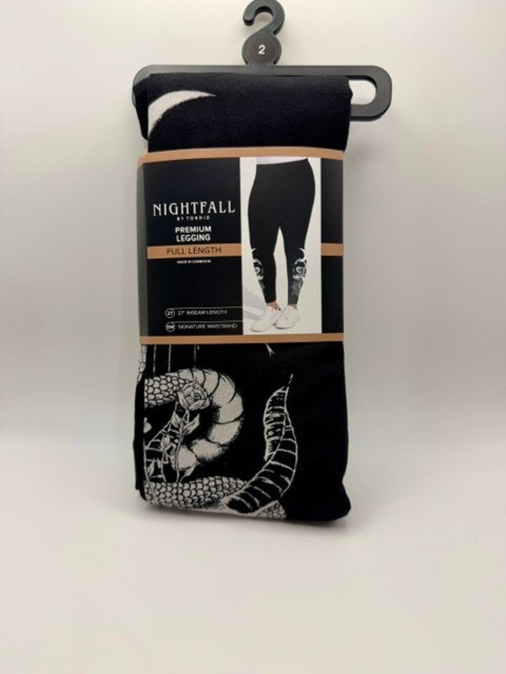 Torrid Nightfall Snakey Skull Leggings Size 2 Black Full Length Gothic NWT